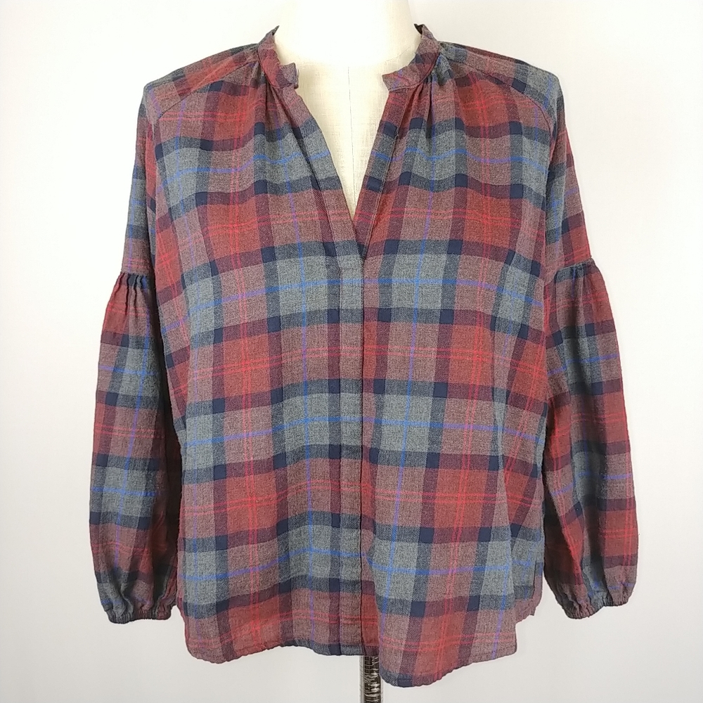 SOLD-Romeo + Juliet Couture Plaid Flannel Top Size M - Picture 1 of 6